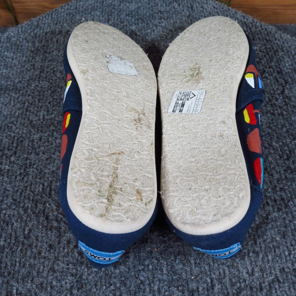 TOMS Alpargata Women Slip On Flat Size 6.5 Walking Navy Blue Sailboat Canvas - Picture 5 of 7